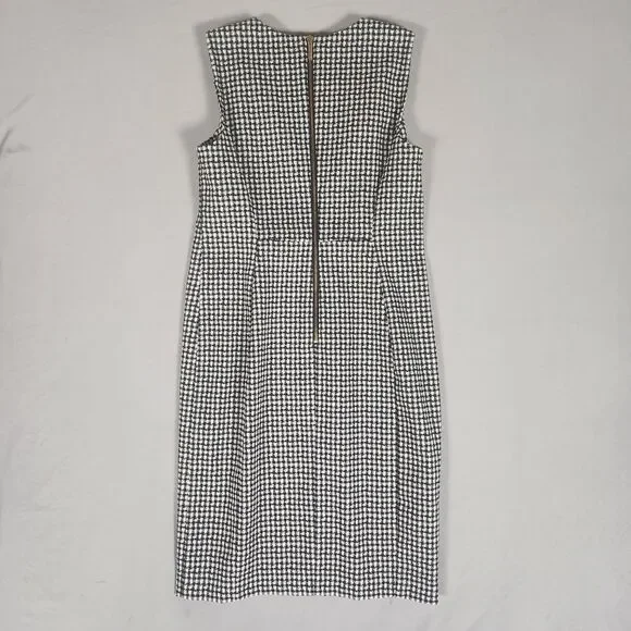 Calvin Klein Sheath Dress Size 12 Black White Houndstooth Sleeveless Zip - Picture 3 of 8